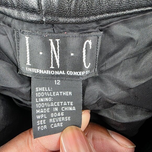 Black Leather Pants By INC International Concepts Size 12 - Picture 4 of 10